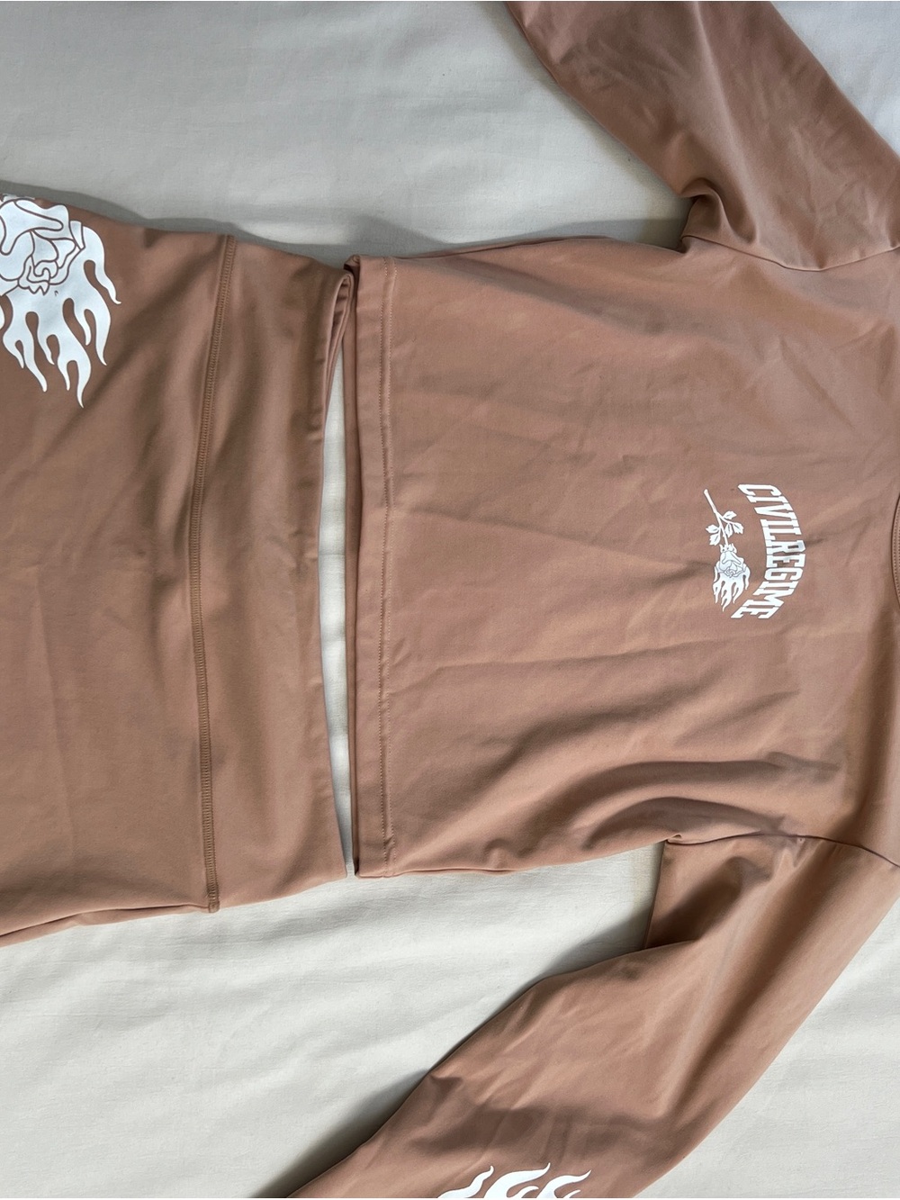 Cropped Graphic Top and Biker Short Set  in Dusty Rose